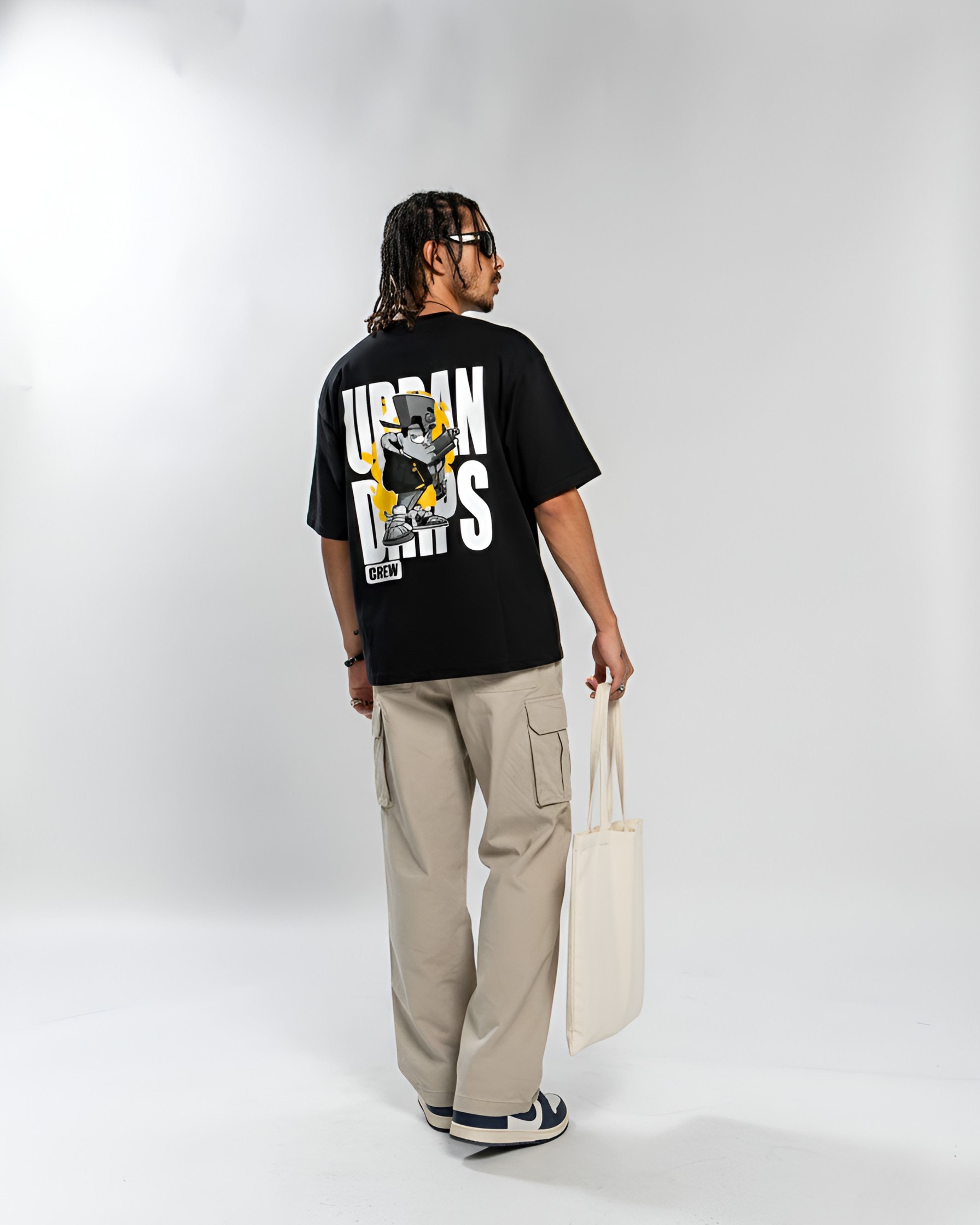 Urban Drips Crew Black Oversized T-Shirt