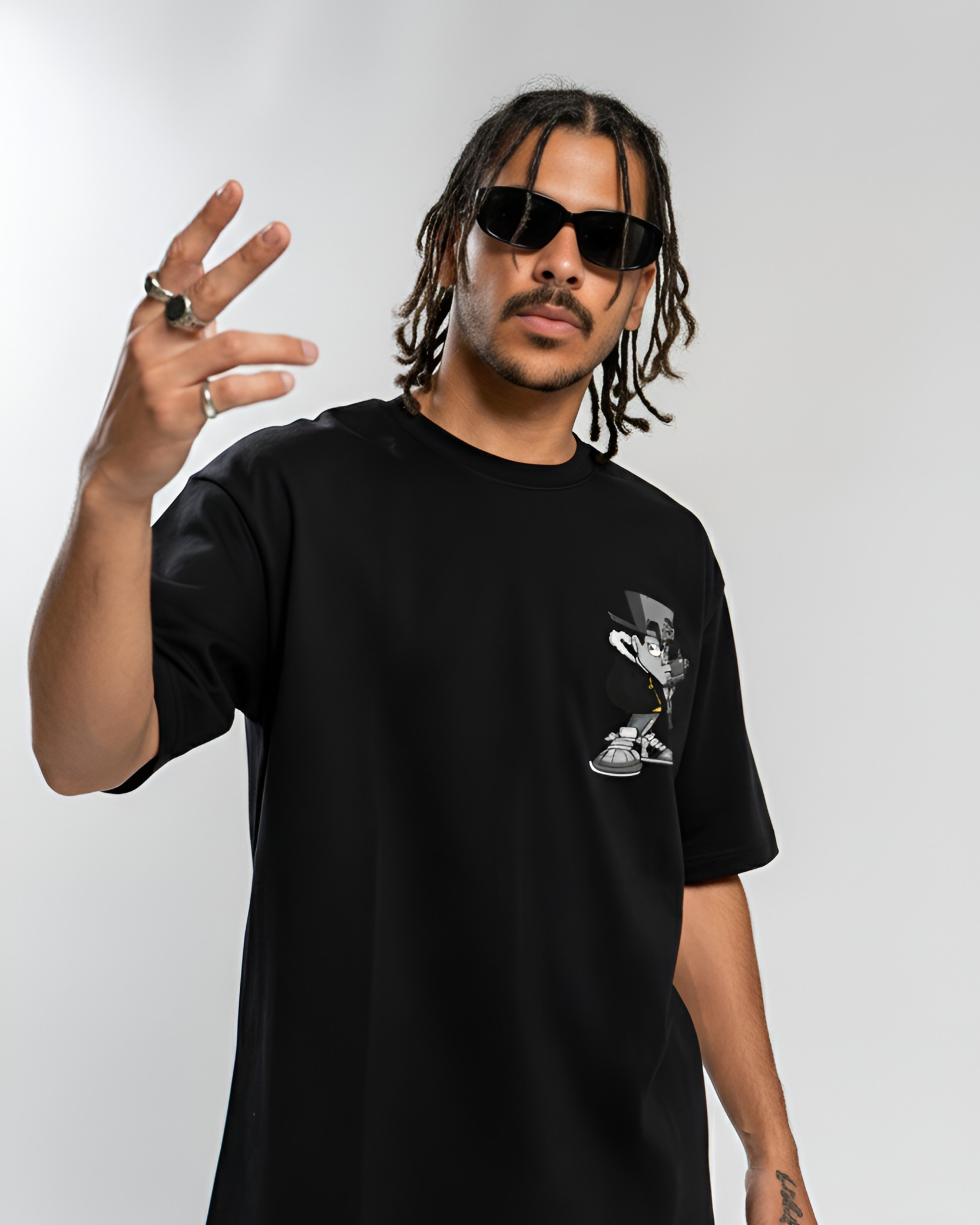 Urban Drips Crew Black Oversized T-Shirt