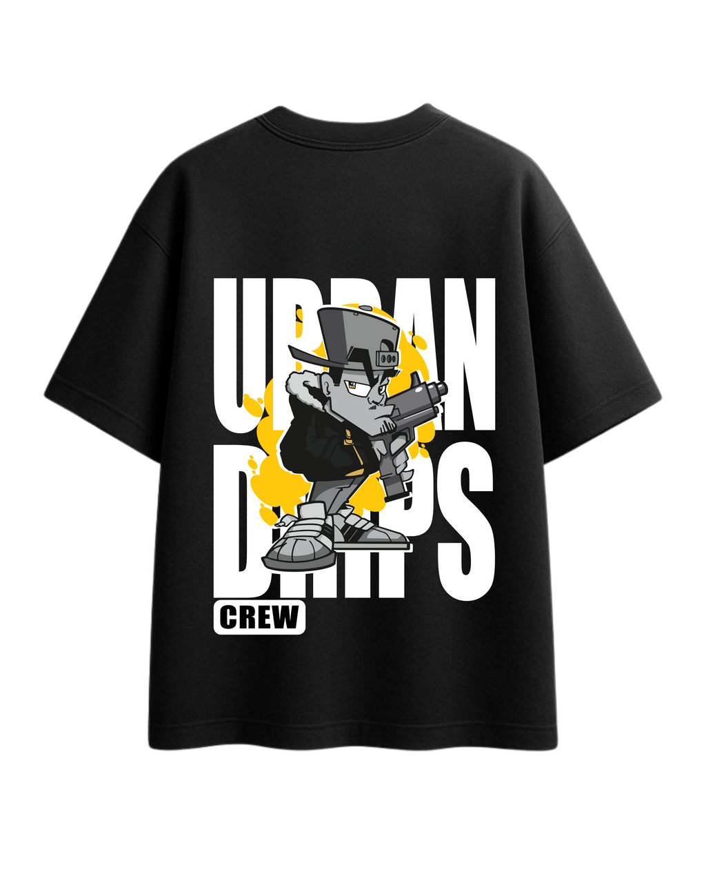 Urban Drips Crew Black Oversized T-Shirt