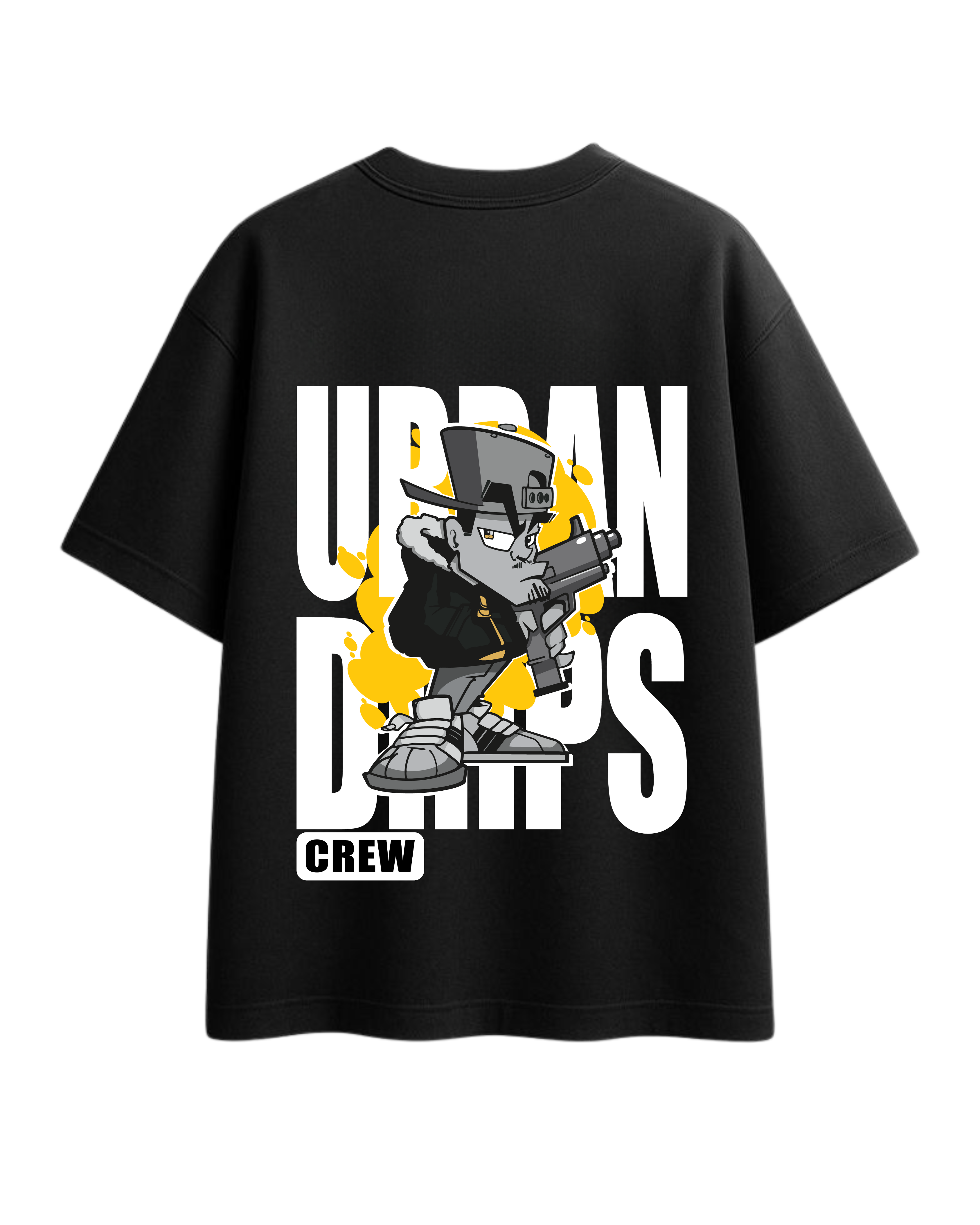 Urban Drips Crew Black Oversized T-Shirt